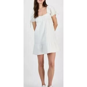 Planet Heart Juniors' Denim PuffSleeve MiniDress Off White S